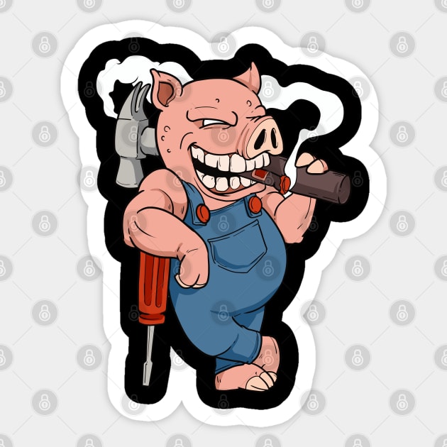 Mechanic Pig - Funny Mechanical Chef Sticker by Shirtbubble